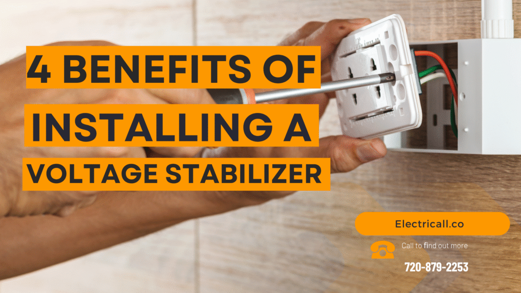 Denver electrician installing a voltage stabilizer to prevent appliance damage from power surges