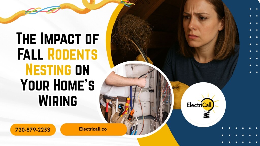 ElectriCall electrician repairing rodent-chewed electrical wires in Arvada home attic to prevent fire hazards and restore safe power throughout the Denver metro area.