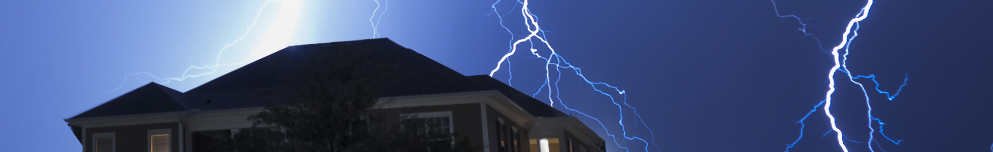 Lightning strikes near house in the evening
