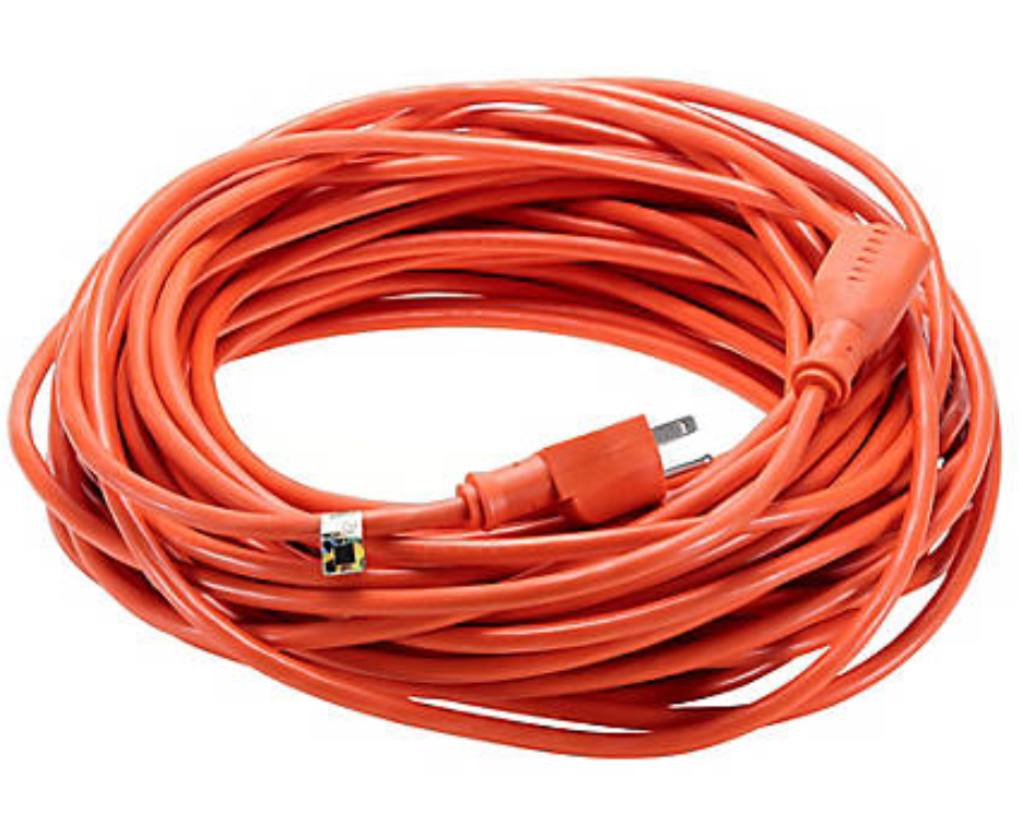 Orange electrical cord tied up